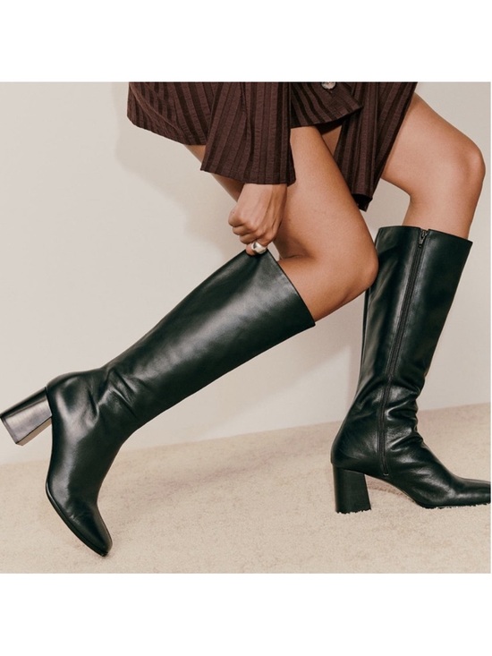 Reformation Shoes - Reformation Nylah Knee High Boots Black Leather Size 8